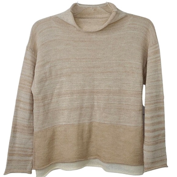 Krista Larson Sweater Mock Neck Layered Tan Beige Wearable Fiber Art Lagenlook - Picture 5 of 12
